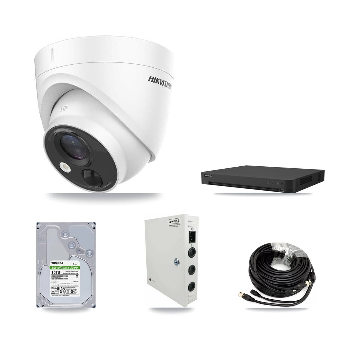 Hikvision 16-Channel 5MP CCTV Kit — 16 DS-2CE71H0T Turret Cameras + 2× 10TB Recording