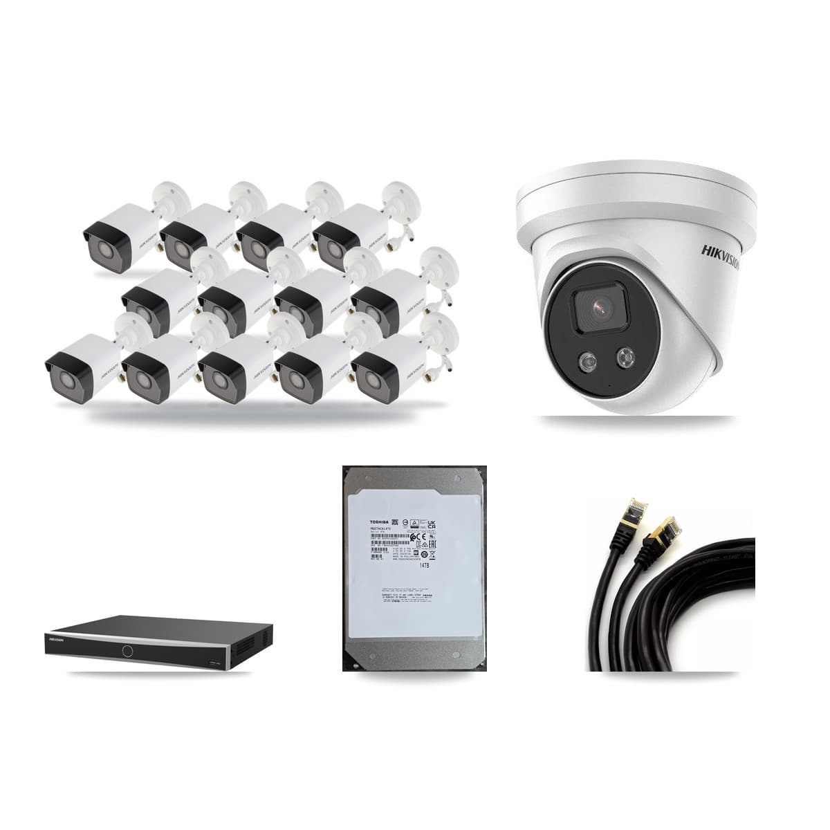 Hikvision 16-Channel 5MP CCTV Kit — 13 Bullet + 1 Turret Cameras + 14TB Recording - Image 1