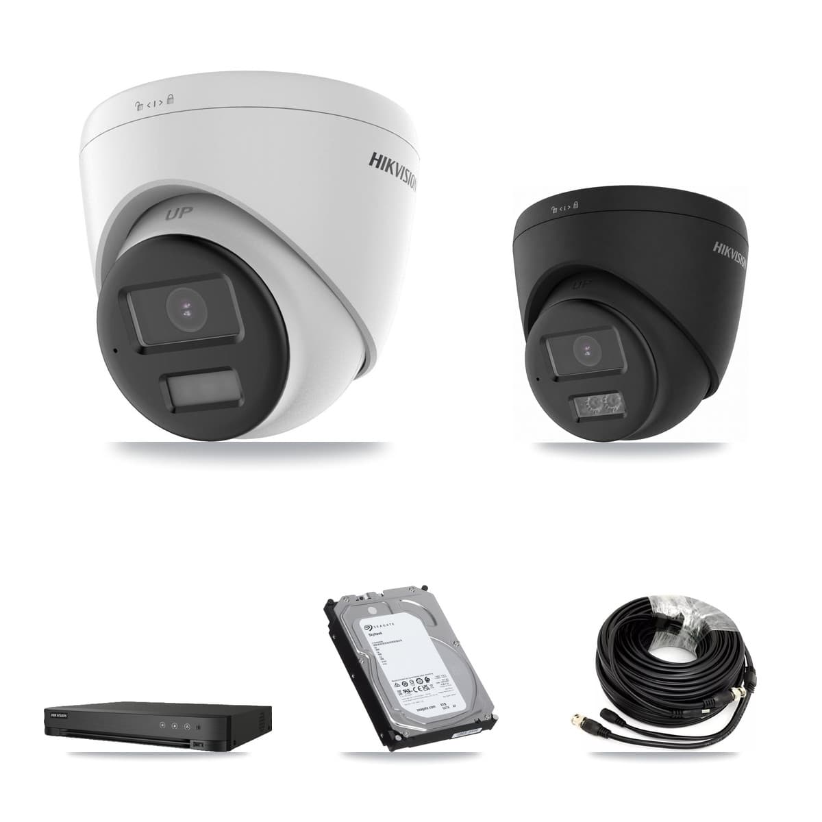 Hikvision 8-Channel 5MP – 4K CCTV Kit — 6 DS-2CE78K0T-LPTS 5MP + 2 Black DS-2CE78U0T-LTS-BLACK 4K Turret Cameras + 6TB Recording (IDS-7208HUHI-M1/E Recorder) - Image 1