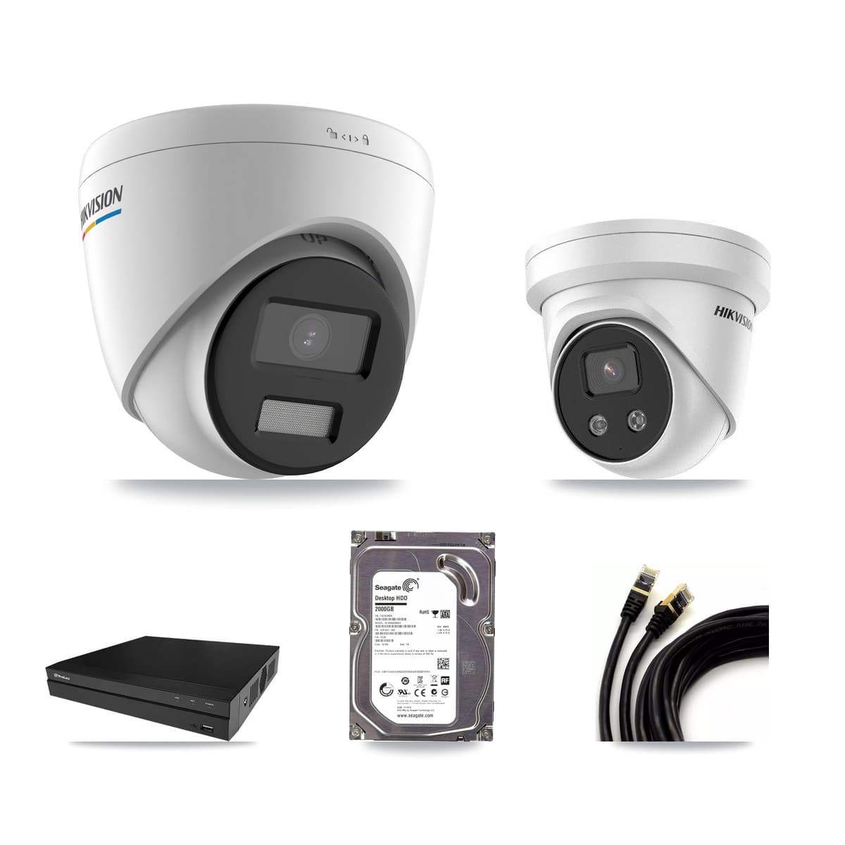 Hikvision & Prolux 8-Channel 2MP – 5MP CCTV Kit — 1 2MP + 1 5MP Turret Cameras + 2TB Recording