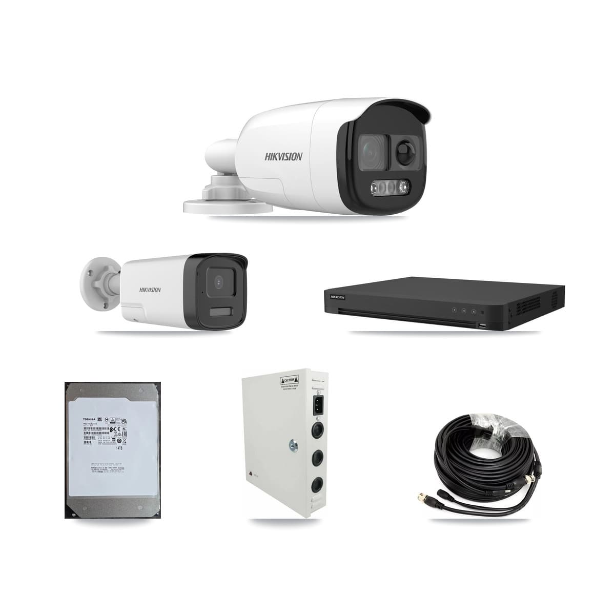 Hikvision 16-Channel 5MP CCTV Kit — 15 DS-2CE12KF3T + 1 DS-2CE17K0T Bullet Cameras + 14TB Recording