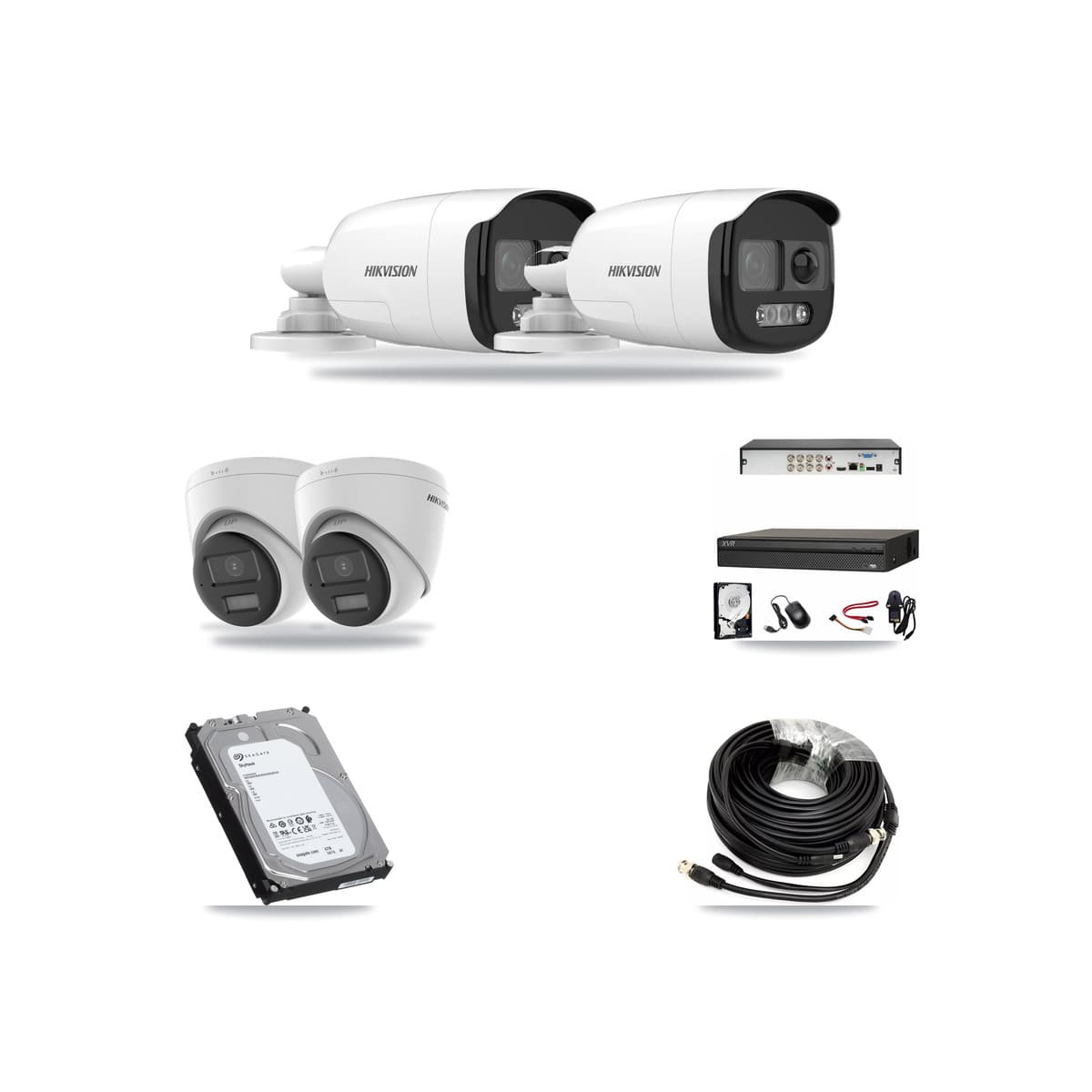 Hikvision & Dahua 8-Channel 5MP – 4K CCTV Kit — 2 DS-2CE12KF3T 5MP Bullet + 2 DS-2CE78U0T 4K Turret Cameras + 6TB Recording - Image 1