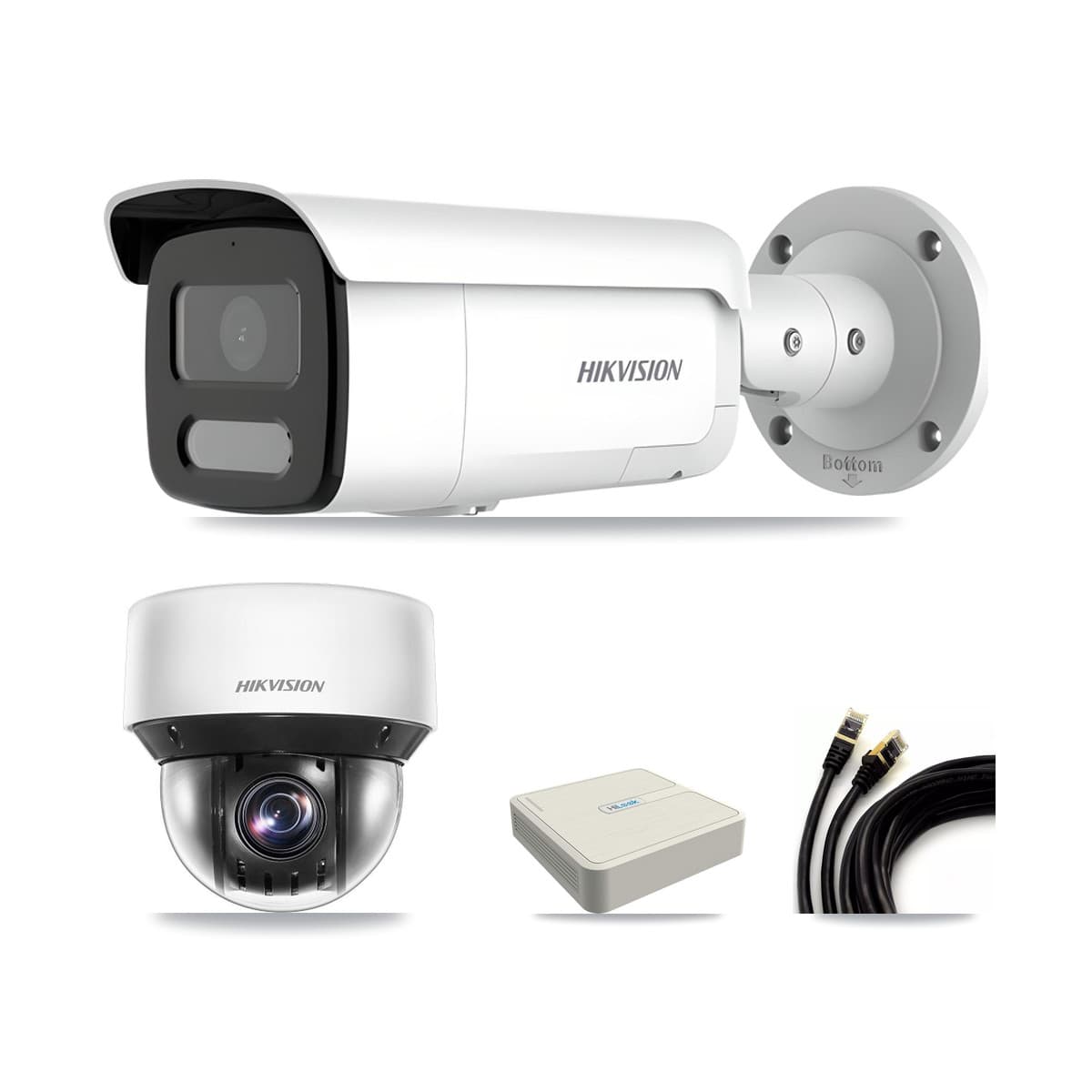 Hikvision & HiLook 8-Channel 4MP CCTV Kit — 1 DS-2CD2T47G2H Bullet + 1 DS-2DE4A425IW PTZ Cameras + 3TB Recording - Image 1