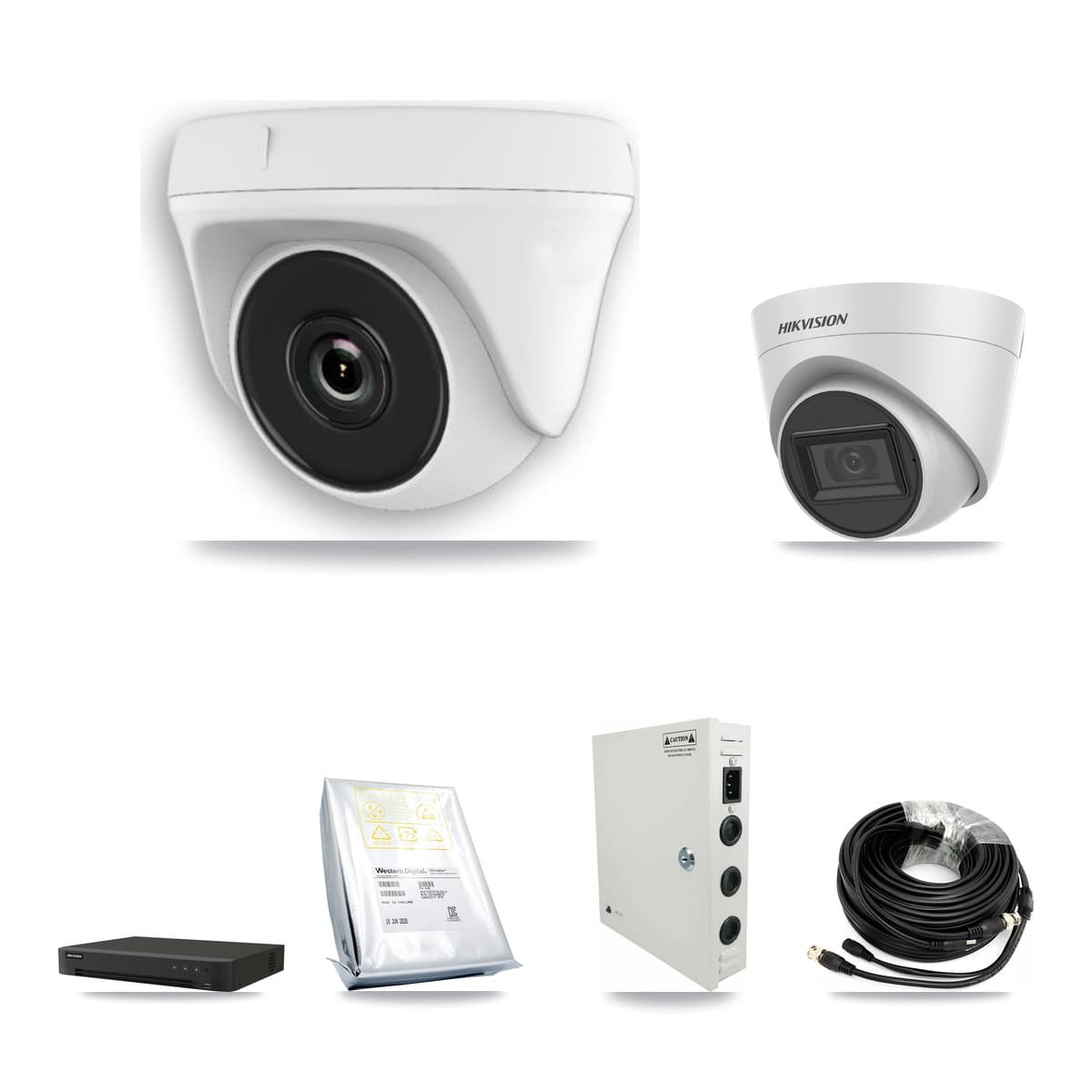 Hikvision 16-Channel 2MP – 5MP CCTV Kit — 1 White 5MP Turret + 10 White 2MP Dome Cameras + 8TB Recording (IDS-7216HQHI Recorder)
