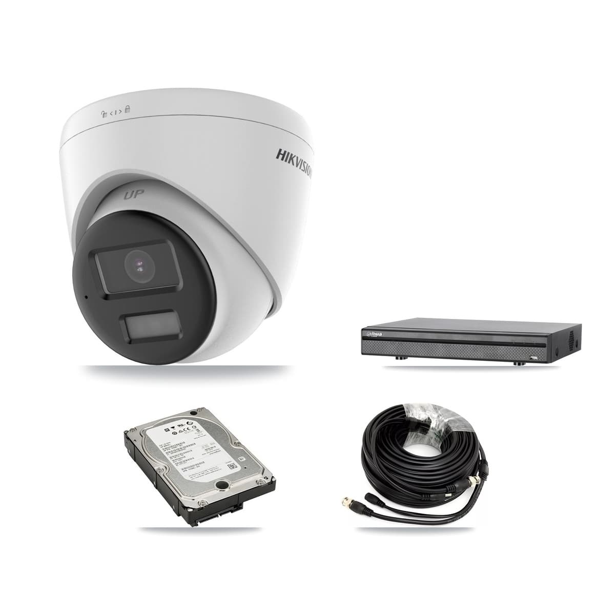 Hikvision & Dahua 8-Channel 4K CCTV Kit — 2 DS-2CE78U0T Turret Cameras + 5TB Recording