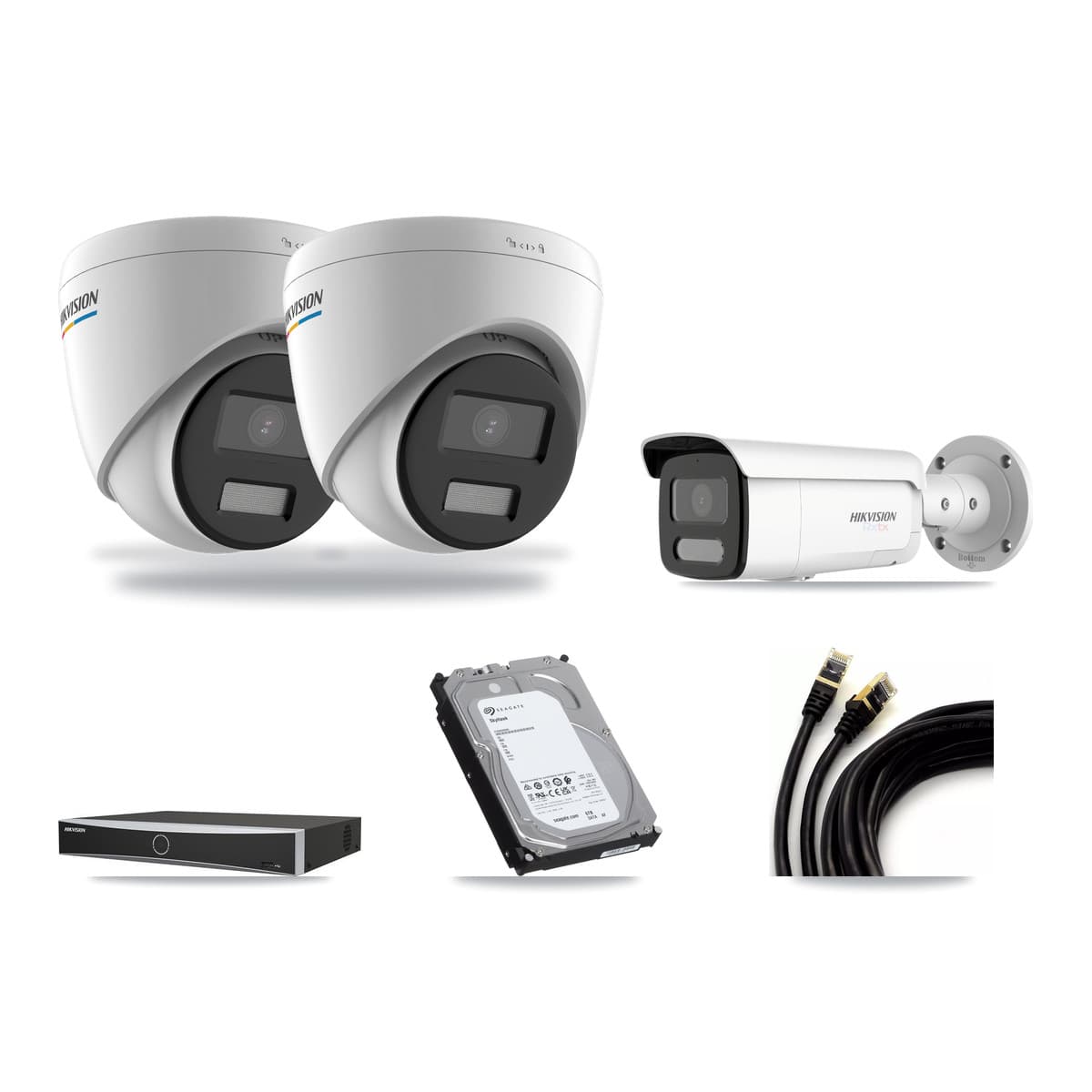 Hikvision 4-Channel 2MP – 4K CCTV Kit — 2 2MP Turret + 1 4K Bullet Cameras + 6TB Recording - Image 1