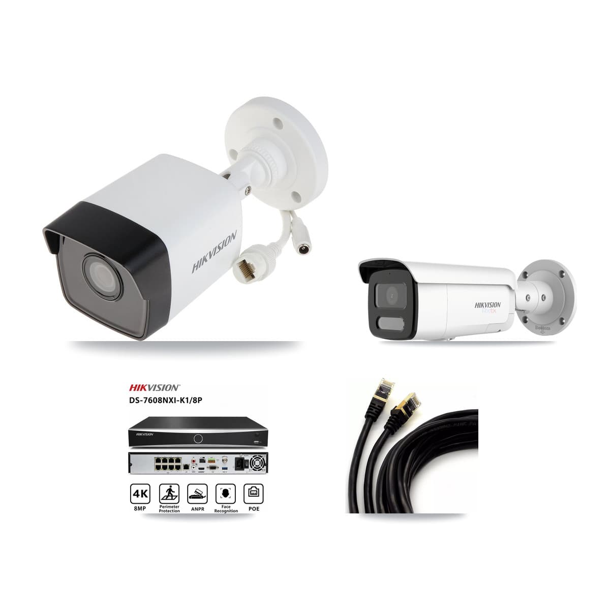 Hikvision 8-Channel 5MP – 4K CCTV Kit — 4 5MP + 1 White 4K Bullet Cameras + 8TB Recording - Image 1