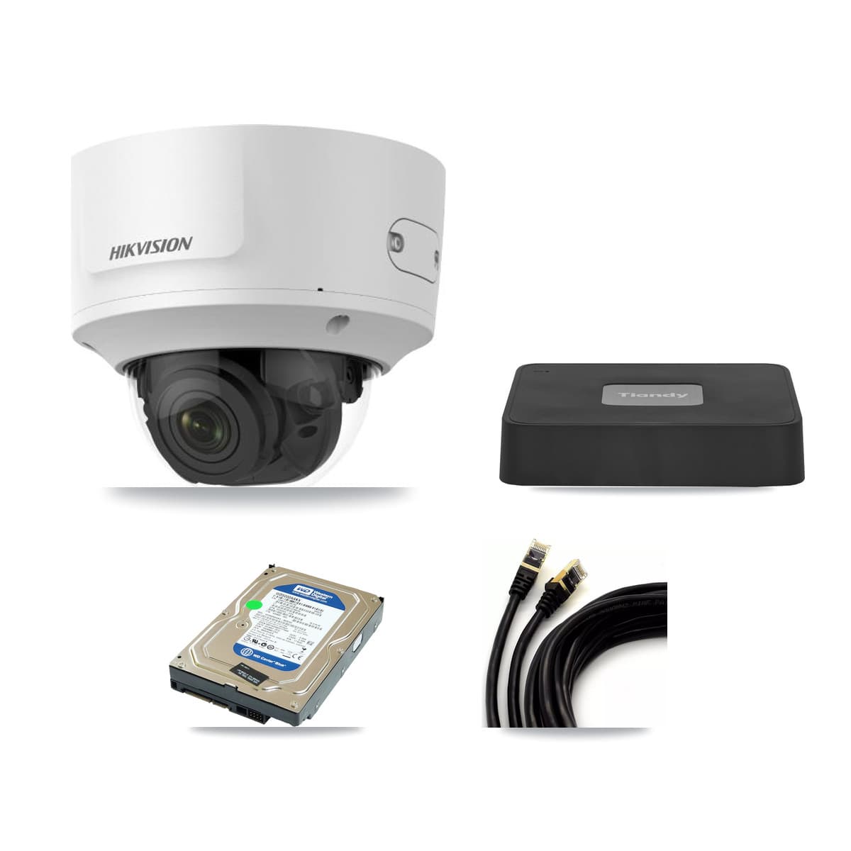 Hikvision & Tiandy 4-Channel 2MP CCTV Kit — 1 Dome Camera + 500GB Recording
