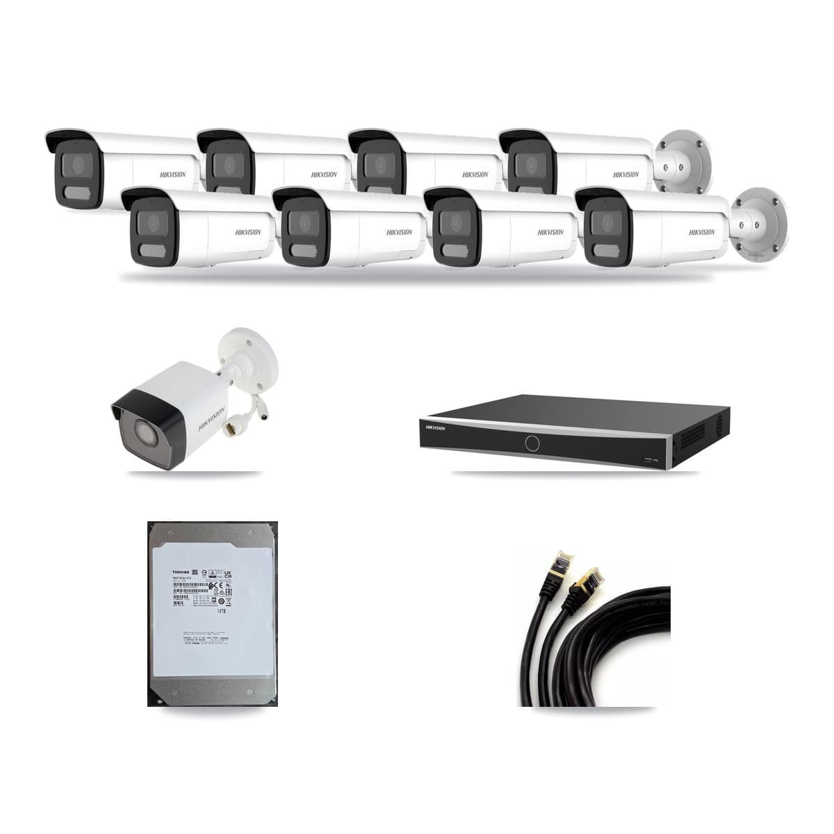 Hikvision 16-Channel 4MP – 5MP CCTV Kit — 1 5MP + 8 4MP Bullet Cameras + 14TB Recording - Image 1