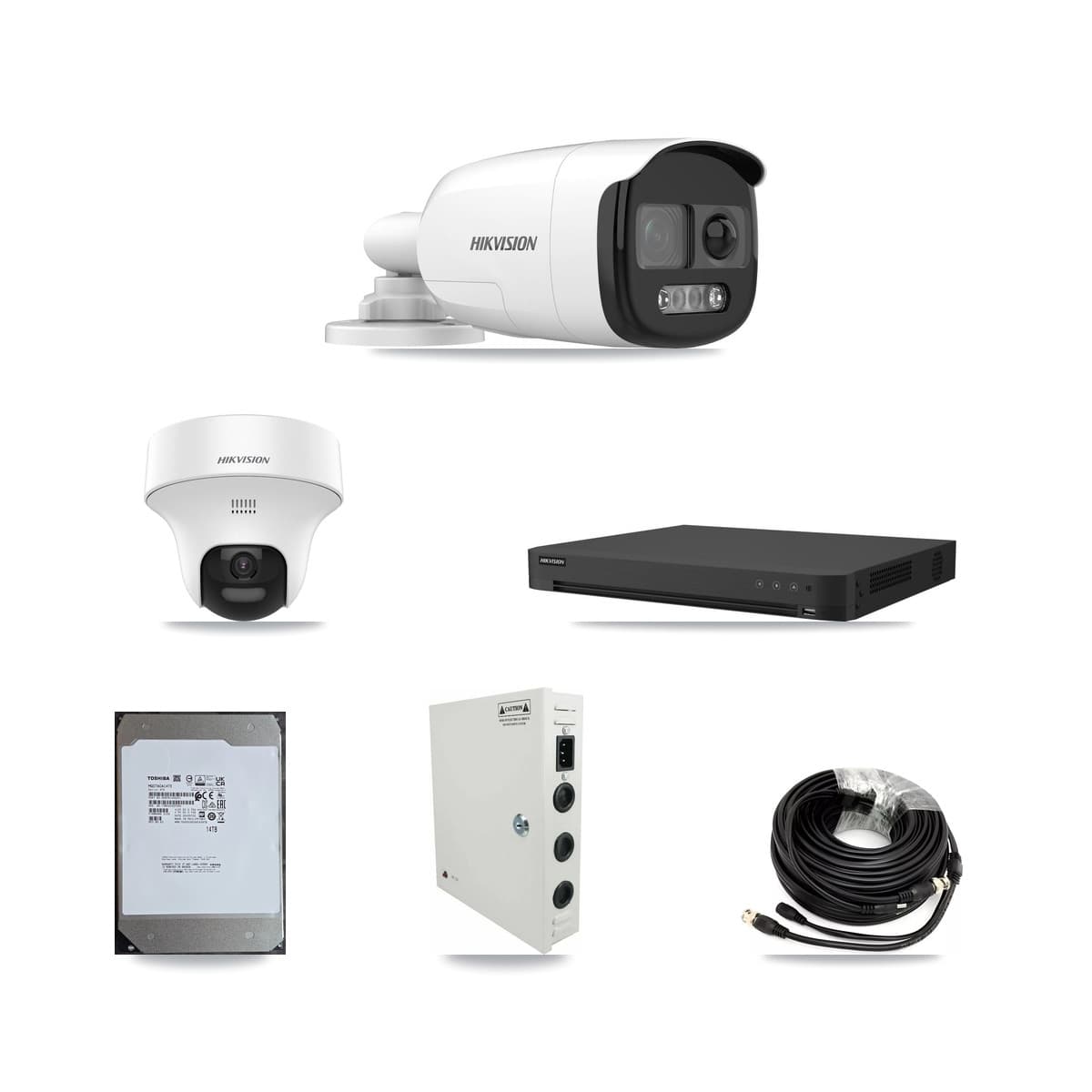 Hikvision 16-Channel 5MP CCTV Kit — 12 DS-2CE12KF3T Bullet + 1 DS-2CE70K0T Turret Cameras + 14TB Recording