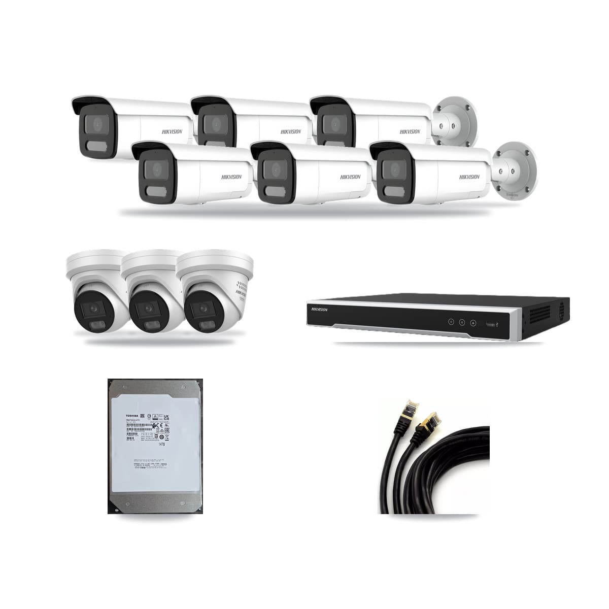 Hikvision 16-Channel 4MP CCTV Kit — 3 Turret + 6 Bullet Cameras + 14TB Recording - Image 1