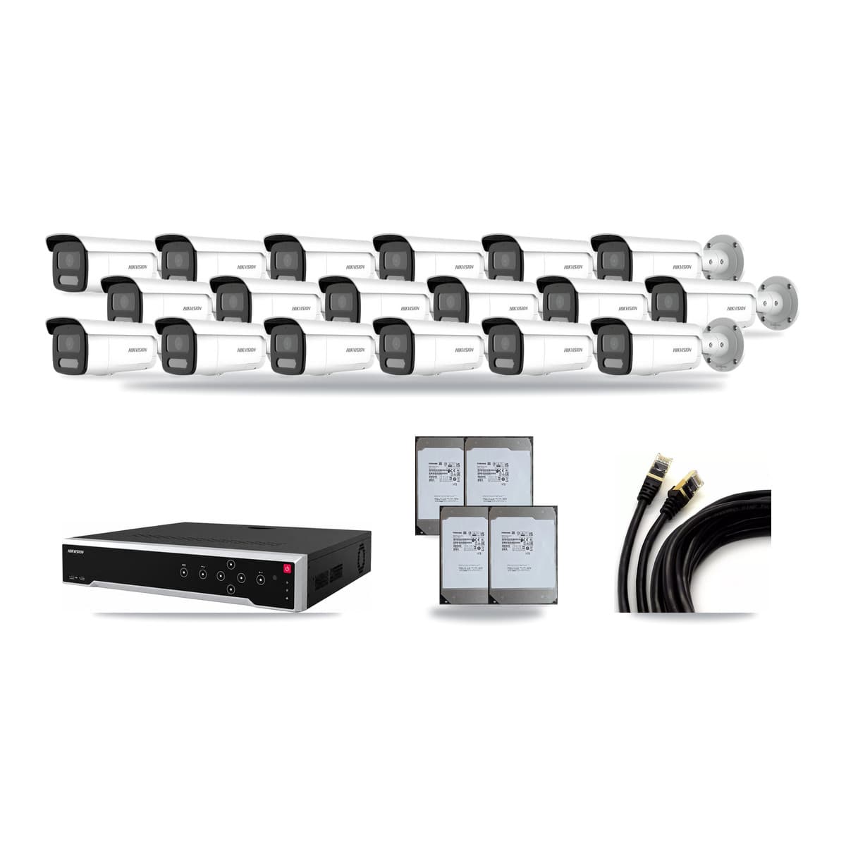 Hikvision 32-Channel 4MP CCTV Kit — 18 Bullet Cameras + 4× 14TB Recording - Image 1