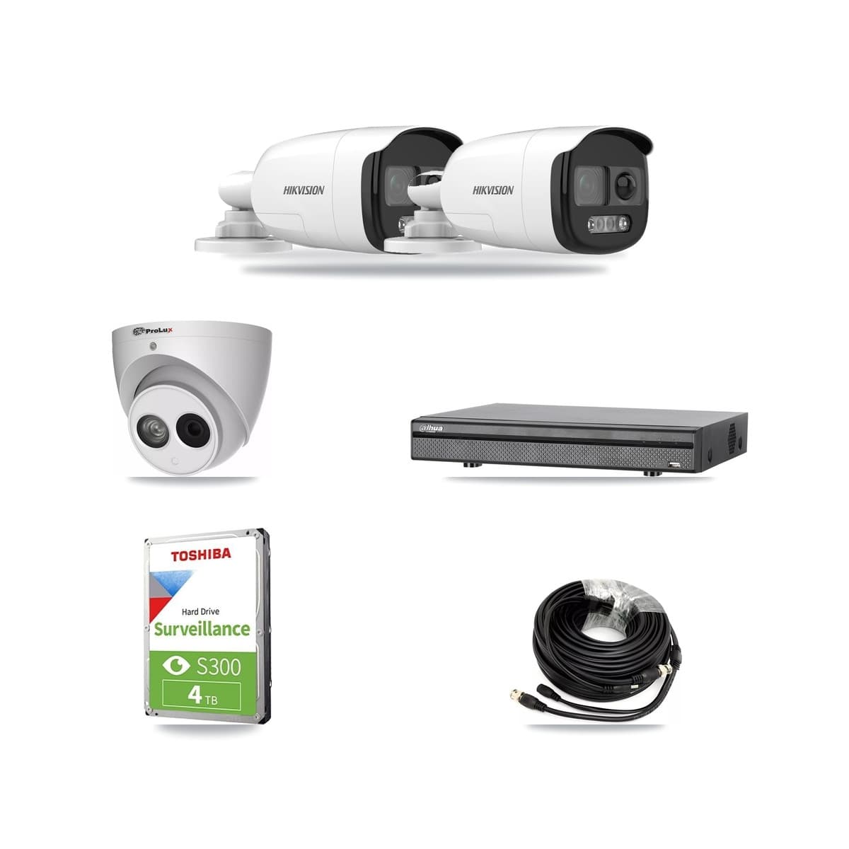 8-Channel 4MP – 5MP CCTV Kit — 2 DS-2CE12KF3T 5MP Bullet + 1 PXC-612C4W-A 4MP Turret Cameras + 4TB Recording (DH-XVR5108H Recorder) - Image 1
