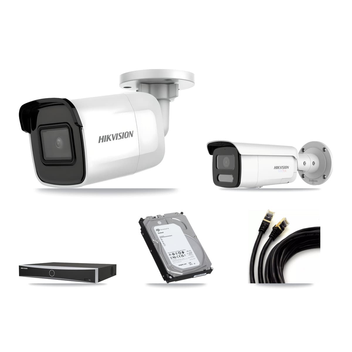 Hikvision 4-Channel 4K CCTV Kit — 1 DS-2CD2085G1 + 1 DS-2CD2T87G2H Bullet Cameras + 6TB Recording