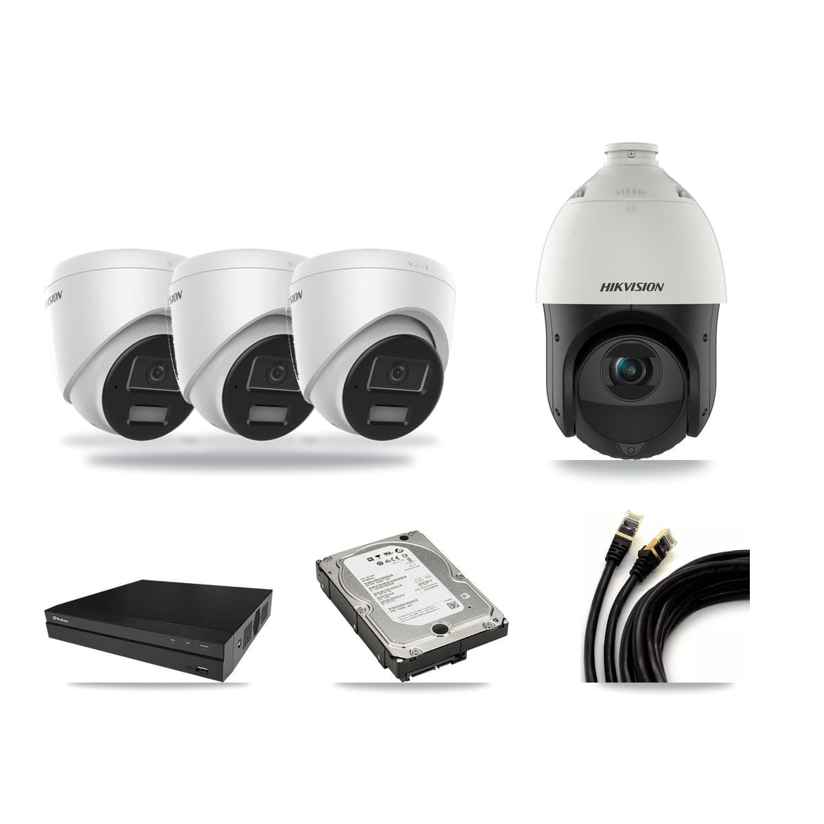 Hikvision & Prolux 8-Channel 4MP CCTV Kit — 3 Turret + 1 PTZ Cameras + 5TB Recording - Image 1