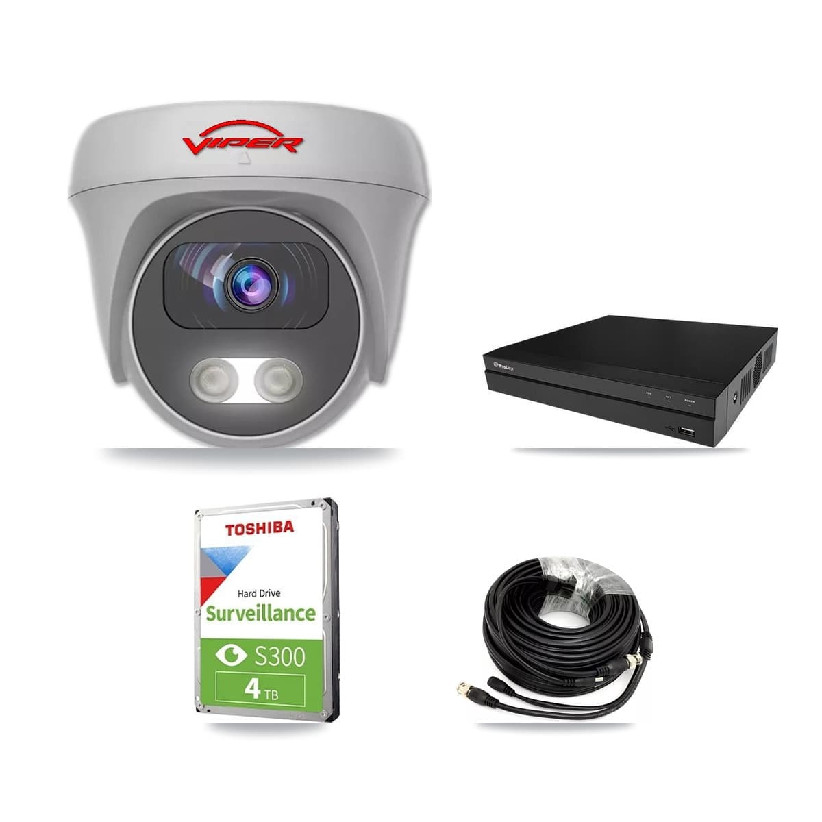 Viper & Prolux 8-Channel 5MP CCTV Kit — 3 White Cameras + 4TB Recording (PXD-5208AN Recorder) - Image 1