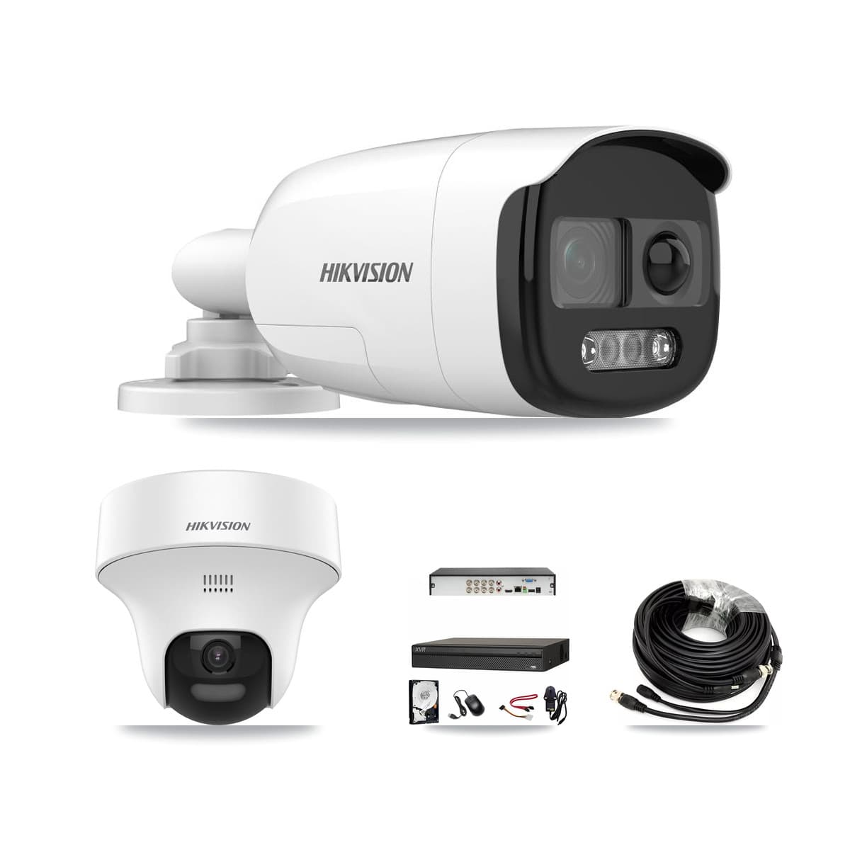 Hikvision & Dahua 8-Channel 5MP CCTV Kit — 3 DS-2CE12KF3T Bullet + 3 DS-2CE70K0T Turret Cameras + 8TB Recording