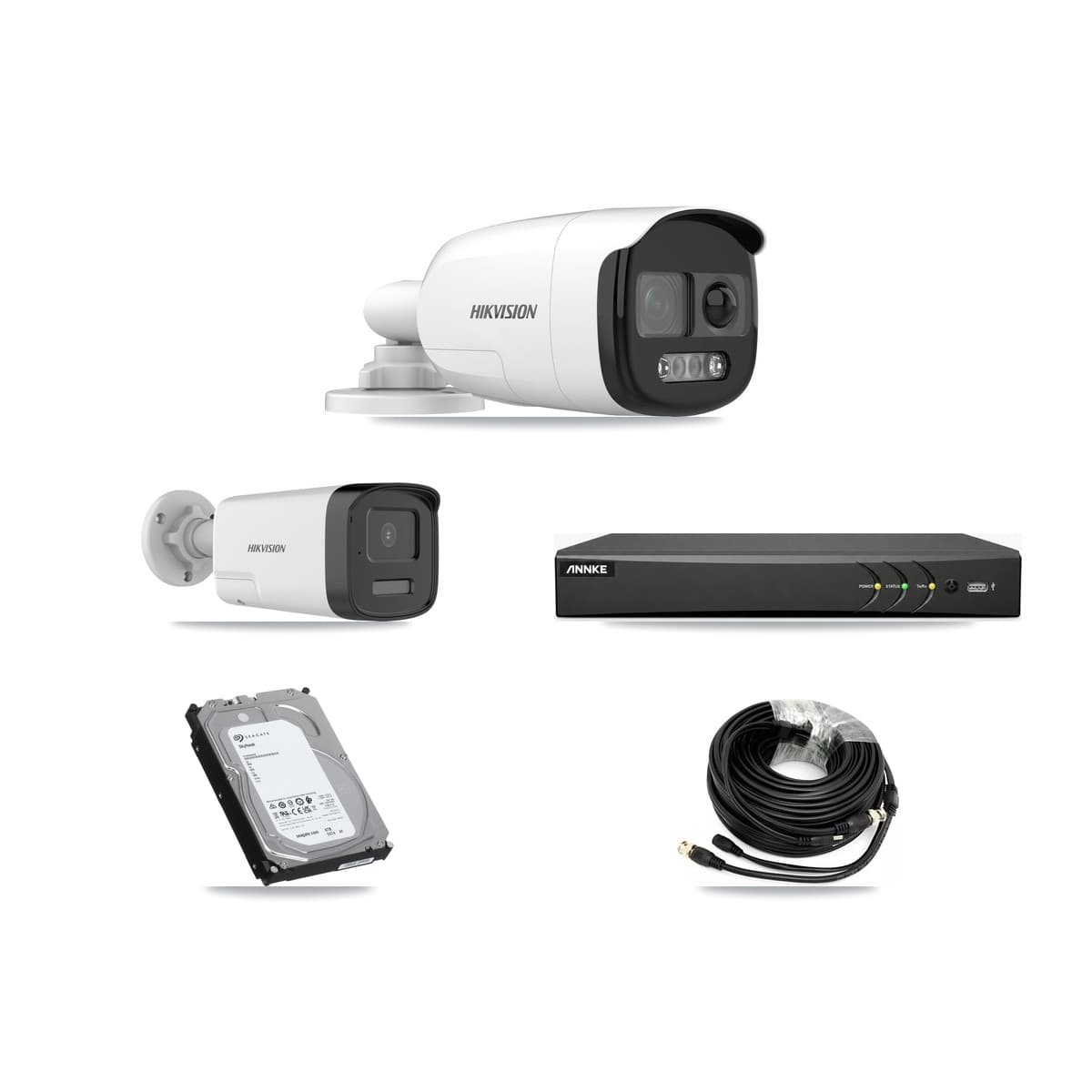 Hikvision & ANNKE 4-Channel 5MP CCTV Kit — 3 DS-2CE12KF3T + 1 DS-2CE17K0T Bullet Cameras + 6TB Recording