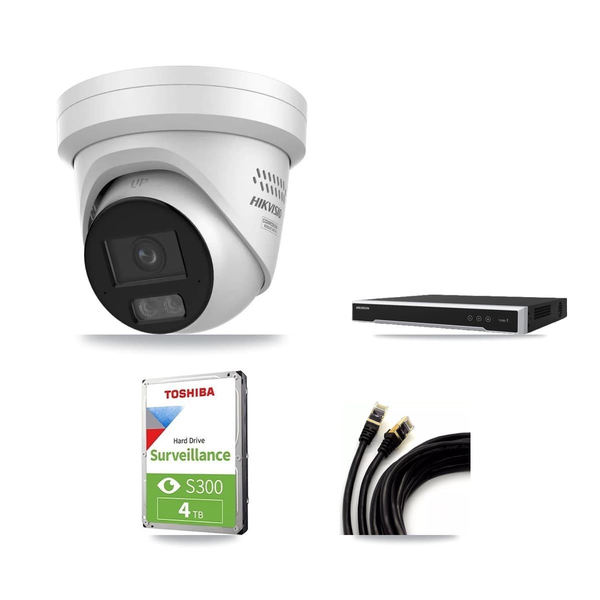 Hikvision 8-Channel 4MP CCTV Kit — 3 DS-2CD2347G3 Turret Cameras + 4TB Recording (DS-7608NI-M2 Recorder)
