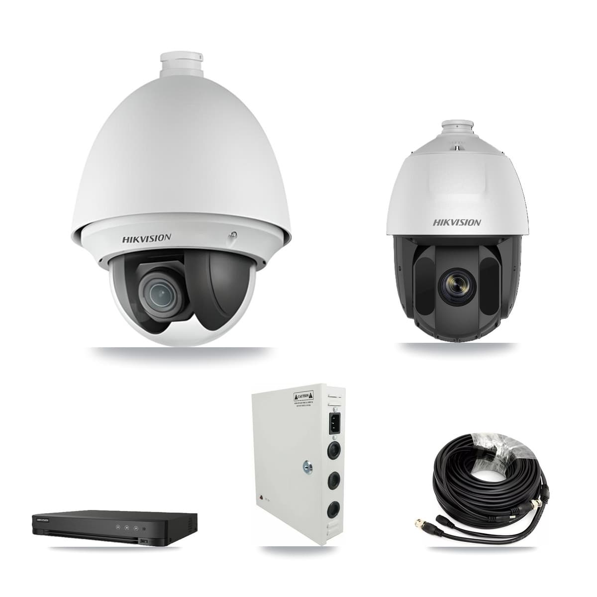 Hikvision 8-Channel 2MP CCTV Kit — 3 DS-2AE4225T-A + 1 DS-2AE5225TI-A-E PTZ Cameras + 3TB Recording (IDS-7208HUHI-M1/E Recorder)