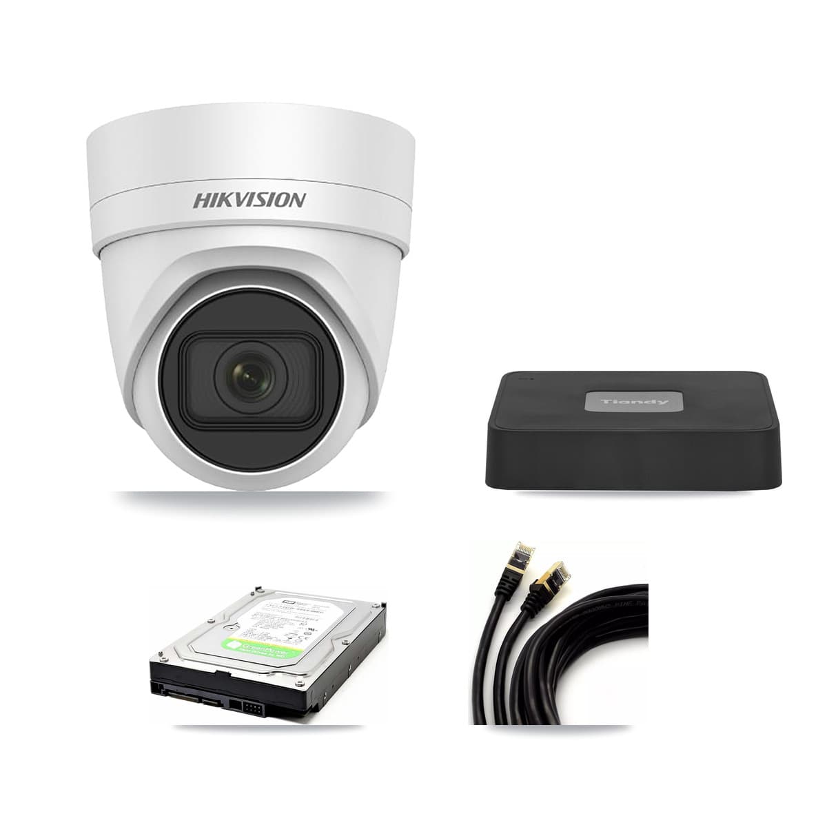 Hikvision & Tiandy 4-Channel 4MP CCTV Kit — 1 DS-2CD2H45FWD Turret Camera + 1TB Recording