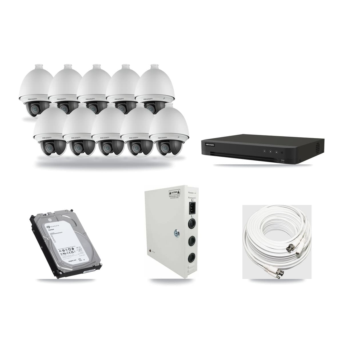 Hikvision 16-Channel 2MP CCTV Kit — 10 DS-2AE4225T PTZ Cameras + 6TB Recording (IDS-7216HQHI Recorder) - Image 1