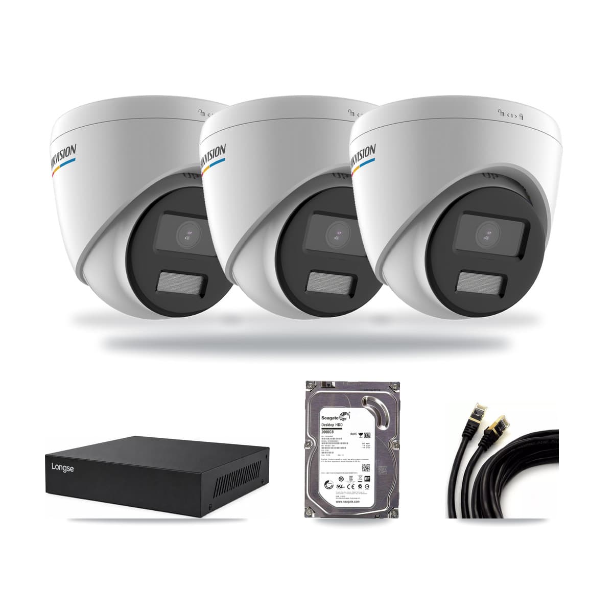 Hikvision & Longse 8-Channel 2MP CCTV Kit — 3 Turret Cameras + 2TB Recording - Image 1