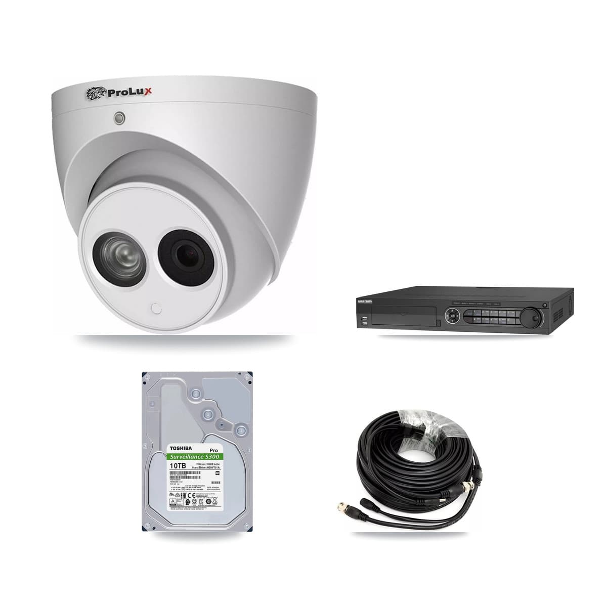 Prolux & Hikvision 32-Channel 4MP CCTV Kit — 8 Turret Cameras + 10TB Recording (DS-7332HQHI Recorder) - Image 1