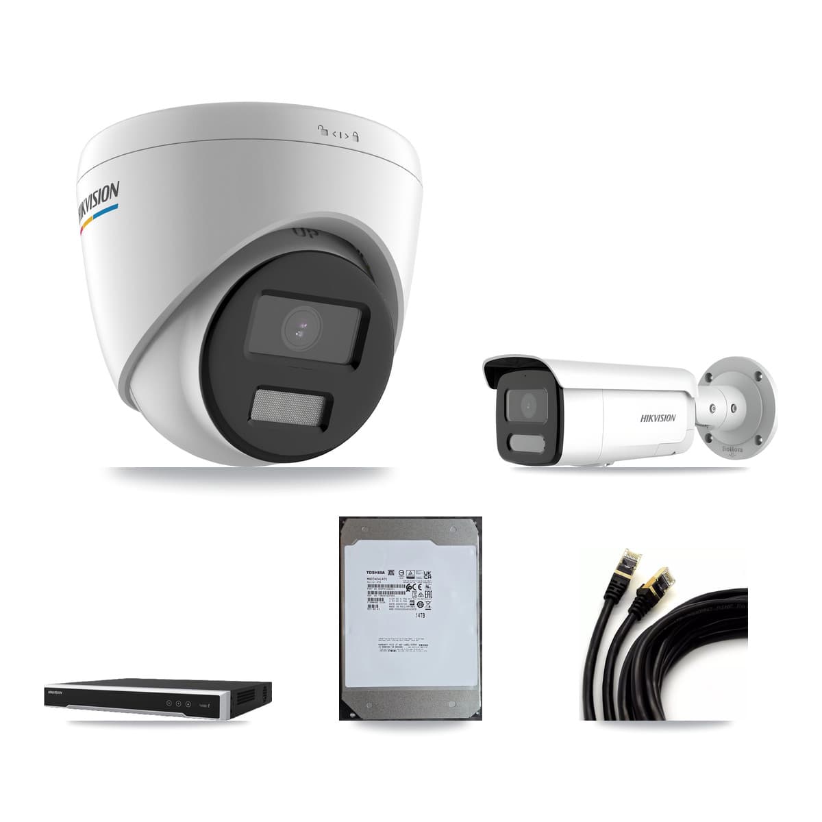 Hikvision 16-Channel 2MP – 4MP CCTV Kit — 8 2MP Turret + 8 4MP Bullet Cameras + 14TB Recording (DS-7616NI-M2 Recorder)