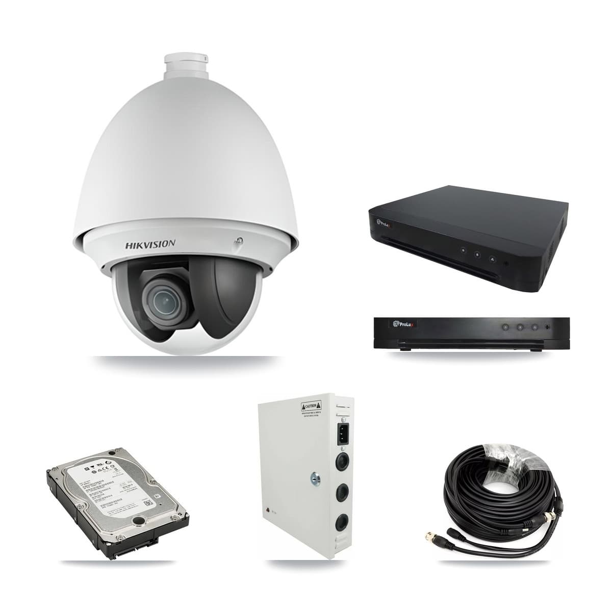 Hikvision & Prolux 16-Channel 2MP CCTV Kit — 8 DS-2AE4225T PTZ Cameras + 5TB Recording
