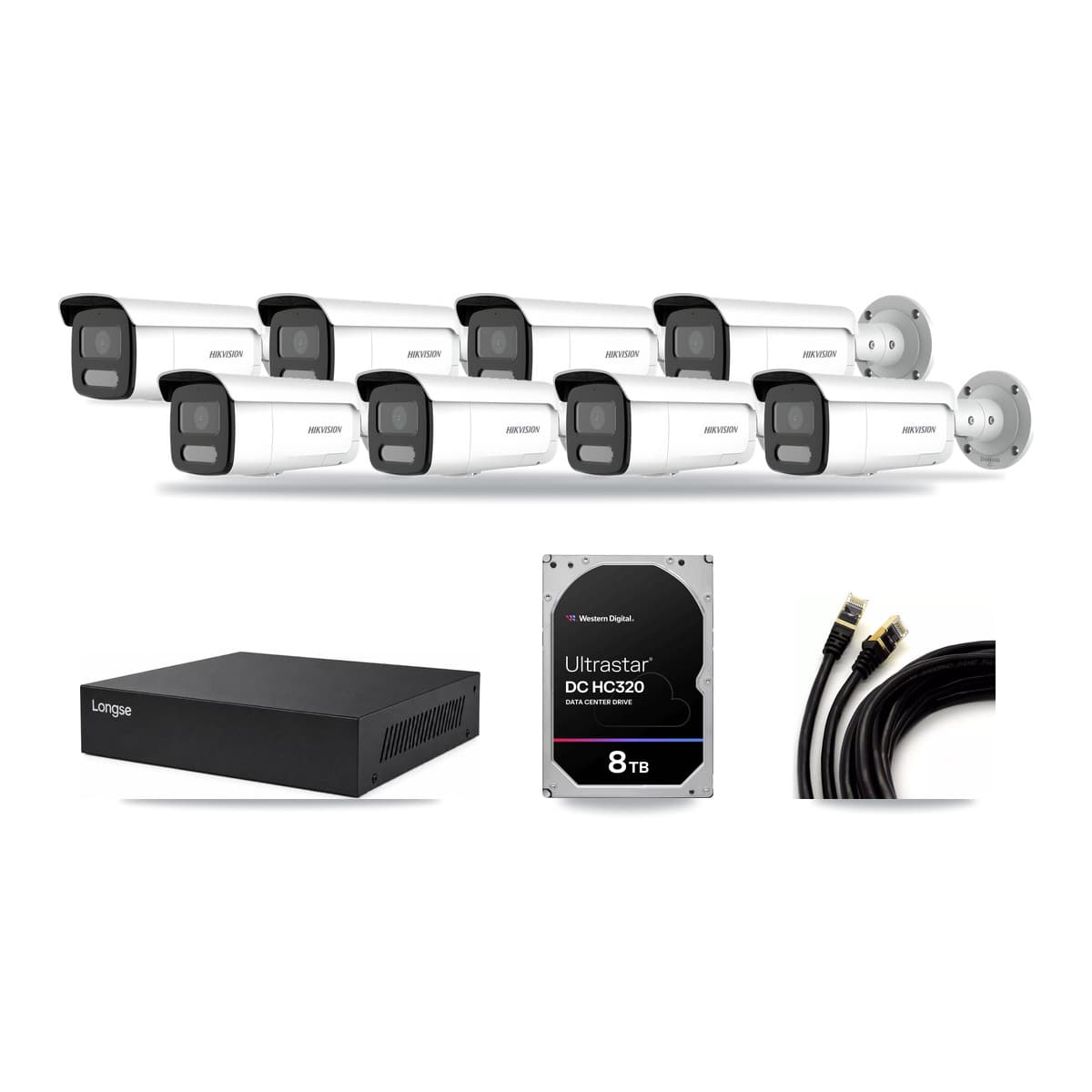 Hikvision & Longse 8-Channel 4MP CCTV Kit — 8 Bullet Cameras + 8TB Recording - Image 1