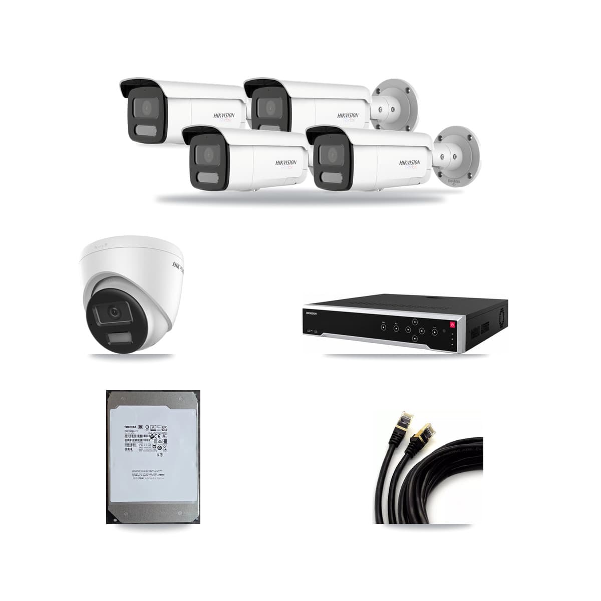 Hikvision 32-Channel 4K CCTV Kit — 1 Turret + 4 Bullet Cameras + 14TB Recording - Image 1