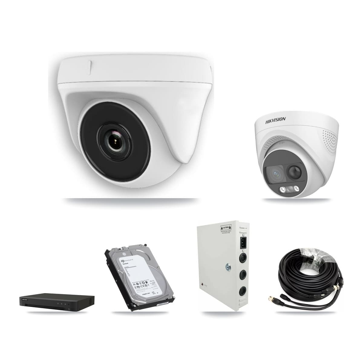 Hikvision 16-Channel 2MP – 5MP CCTV Kit — 5 DS-2CE72KF3T 5MP Turret + 11 White HDT-2MP-N20W 2MP Dome Cameras + 6TB Recording