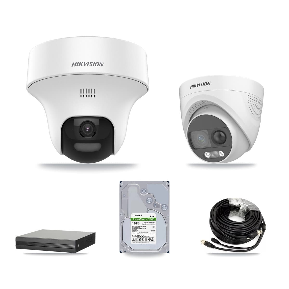 Hikvision 8-Channel 5MP CCTV Kit — 7 DS-2CE70K0T + 1 DS-2CE72KF3T Turret Cameras + 10TB Recording (XVR-3108HS Recorder)