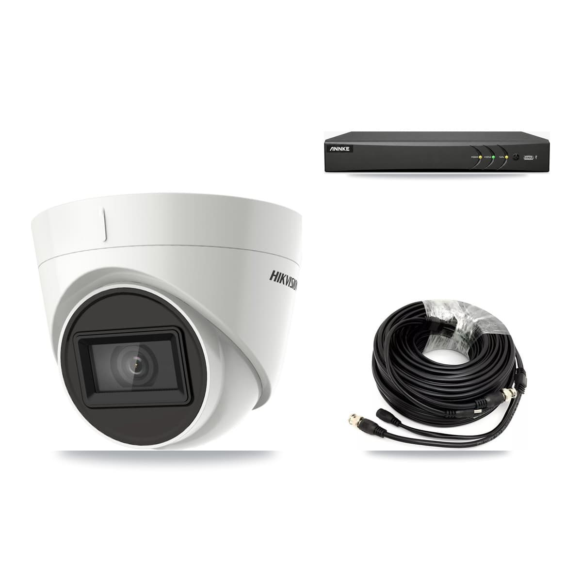 Hikvision & ANNKE 4-Channel 4K CCTV Kit — 3 DS-2CE78U1T Turret Cameras + 8TB Recording
