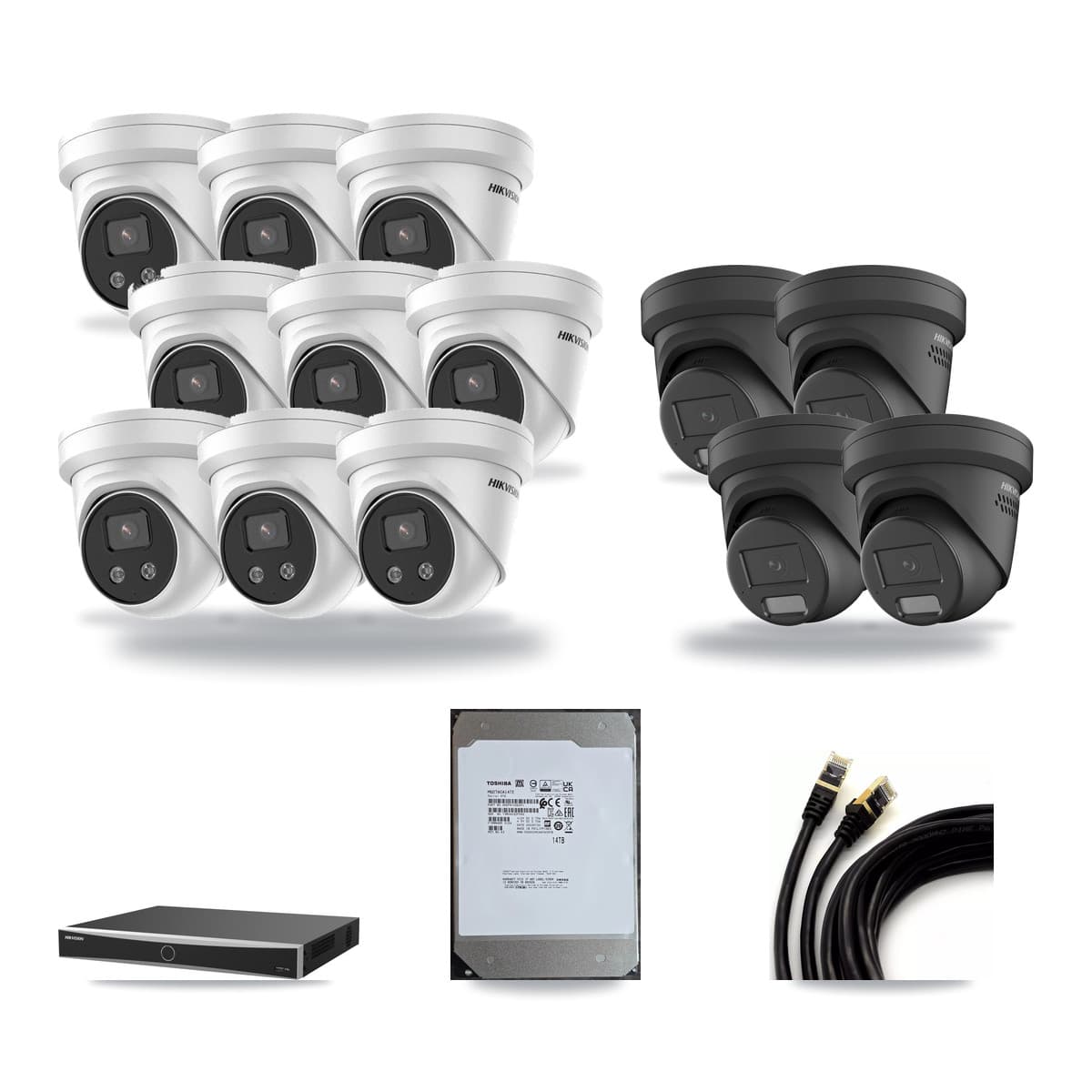 Hikvision 16-Channel 4MP – 5MP CCTV Kit — 4 4MP + 9 5MP Turret Cameras + 14TB Recording - Image 1