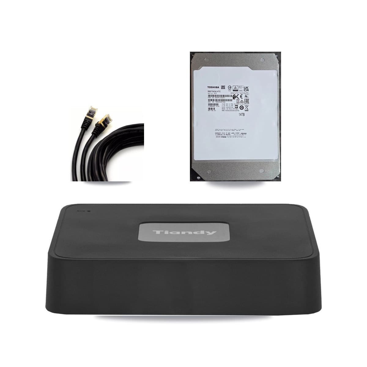 Tiandy 4-channel CCTV kit: 4 cameras (4× 5MP Dome), 14TB hard drive