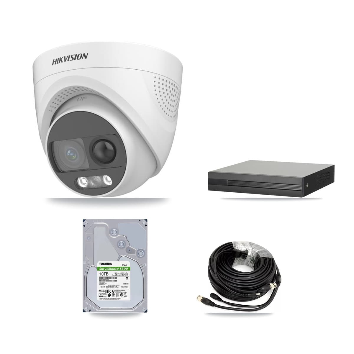 Hikvision 8-Channel 5MP CCTV Kit — 6 DS-2CE72KF3T Turret Cameras + 10TB Recording (XVR-3108HS Recorder)