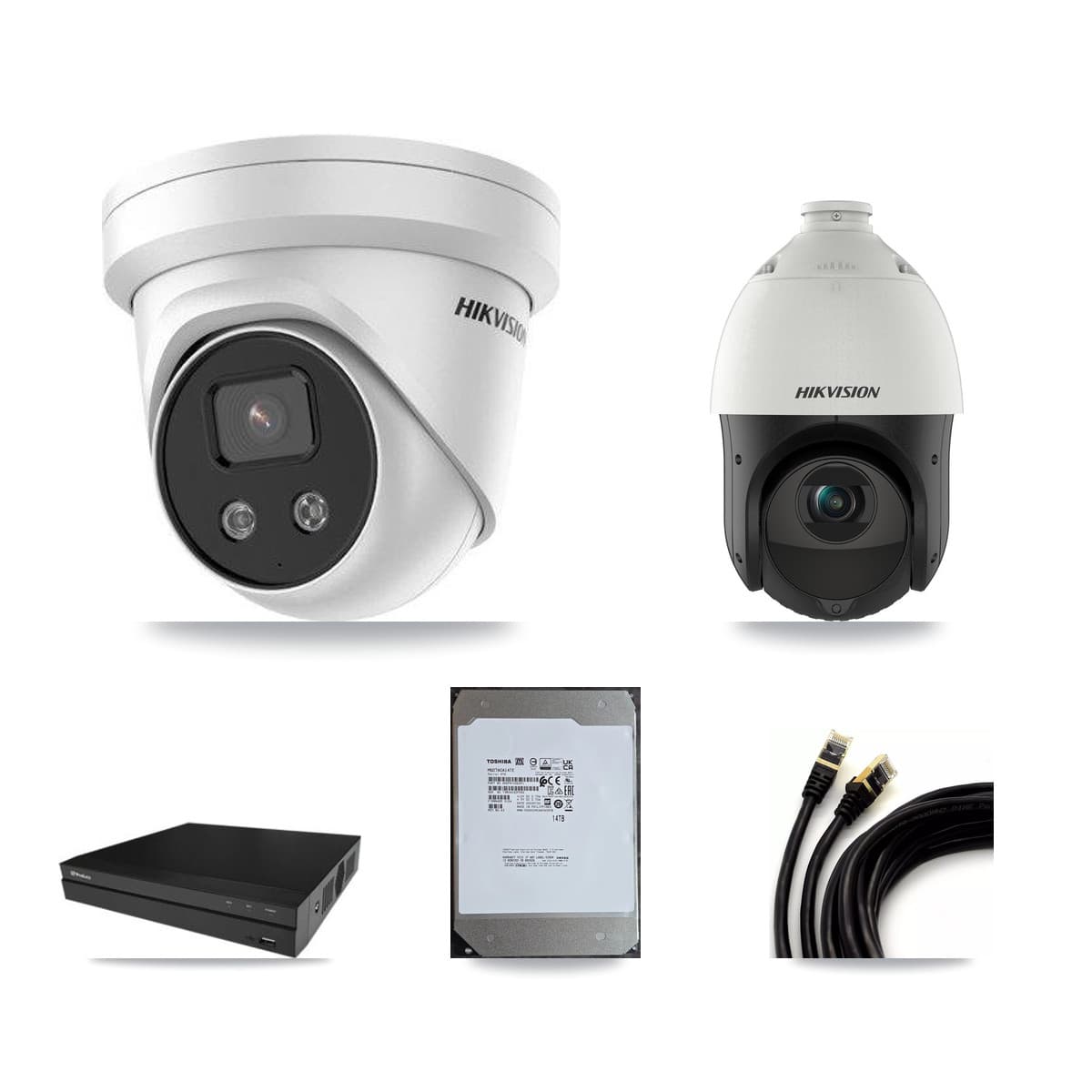 Hikvision & Prolux 16-Channel 4MP – 5MP CCTV Kit — 15 5MP Turret + 1 4MP PTZ Cameras + 14TB Recording