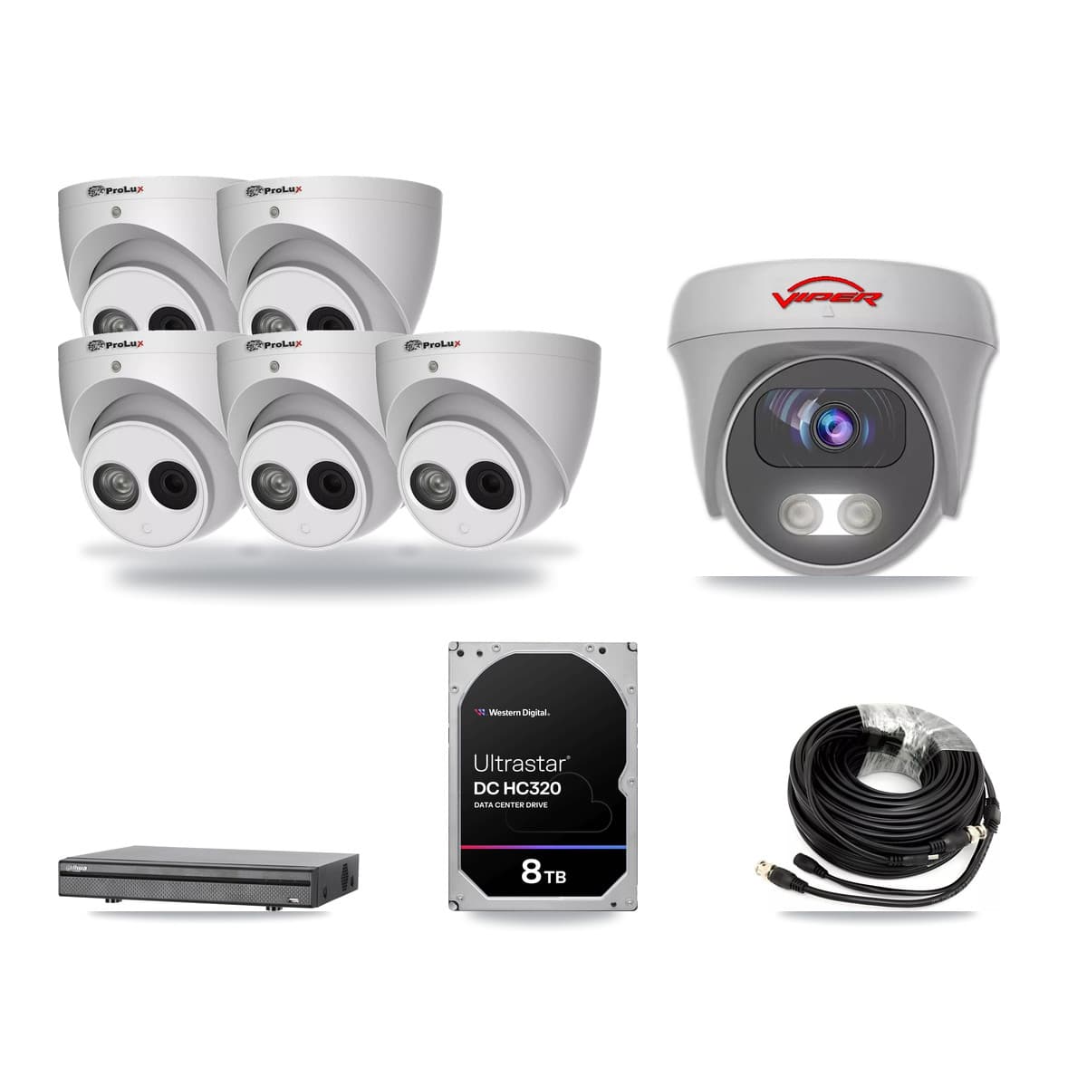 8-Channel 4MP – 5MP CCTV Kit — 5 4MP Turret + 1 5MP Cameras + 8TB Recording - Image 1