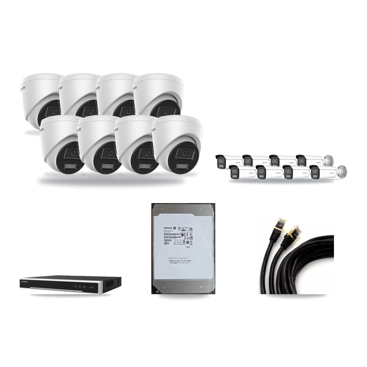 Hikvision 16-Channel 4MP CCTV Kit — 8 Turret + 8 Bullet Cameras + 14TB Recording (DS-7616NI-M2 Recorder) - Image 1