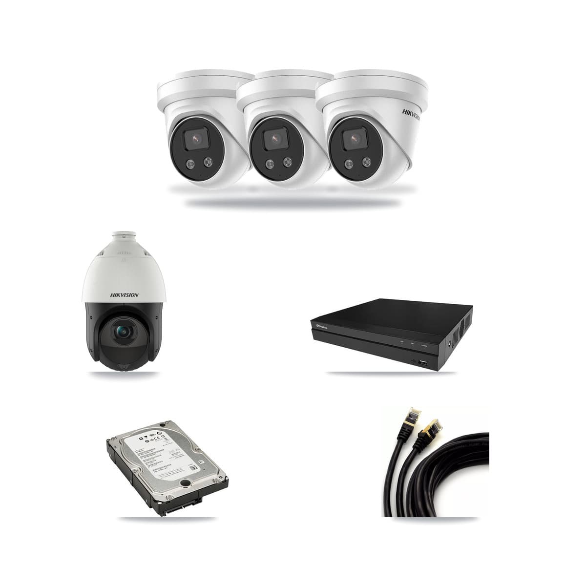 Hikvision & Prolux 8-Channel 4MP – 5MP CCTV Kit — 3 5MP Turret + 1 4MP PTZ Cameras + 5TB Recording - Image 1
