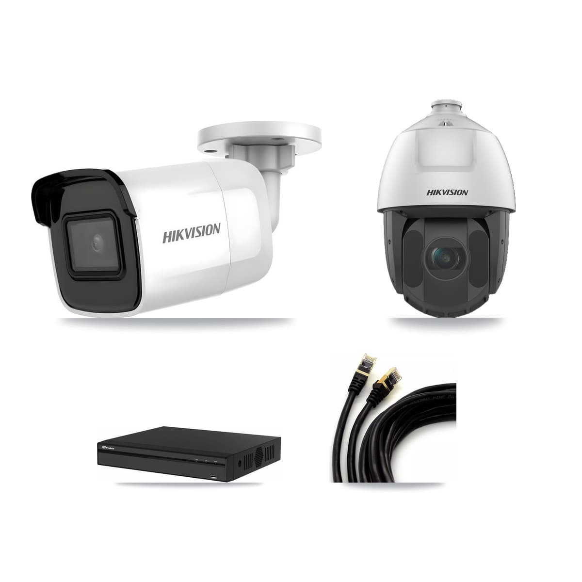 Hikvision & Prolux 4-Channel 2MP – 4K CCTV Kit — 3 4K Bullet + 1 2MP PTZ Cameras + 8TB Recording