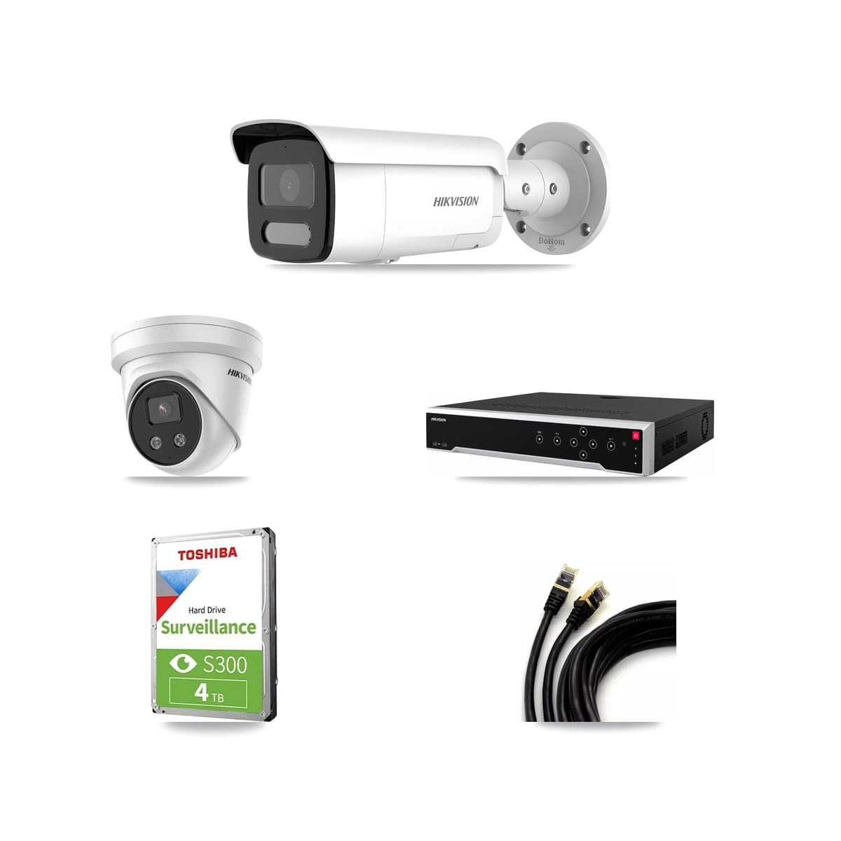 Hikvision 32-Channel 4MP – 5MP CCTV Kit — 2 4MP Bullet + 1 5MP Turret Cameras + 4TB Recording
