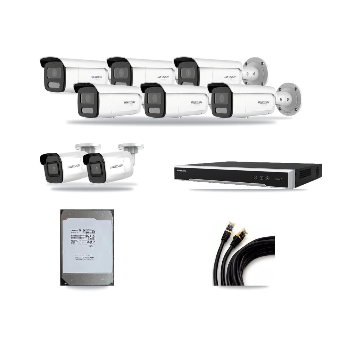Hikvision 8-Channel 4K CCTV Kit — 2 DS-2CD2085G1 + 6 DS-2CD2T87G2H Bullet Cameras + 14TB Recording - Image 1
