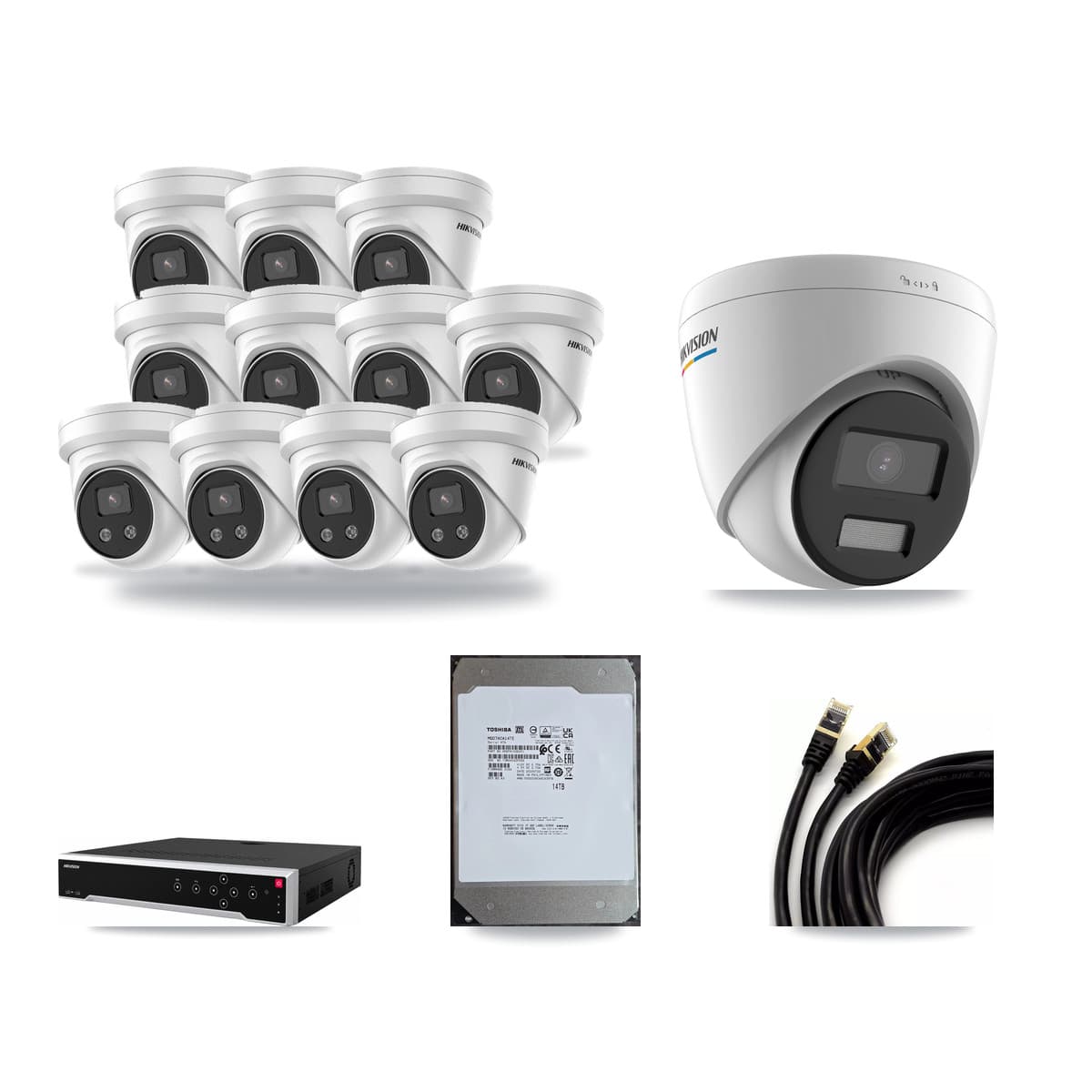 Hikvision 32-Channel 2MP – 5MP CCTV Kit — 1 2MP + 11 5MP Turret Cameras + 14TB Recording - Image 1