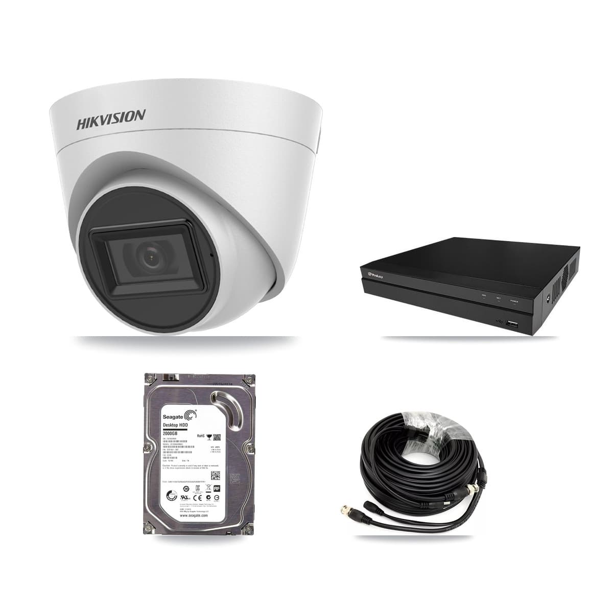 Hikvision & Prolux 8-Channel 5MP CCTV Kit — 4 White Turret Cameras + 2TB Recording