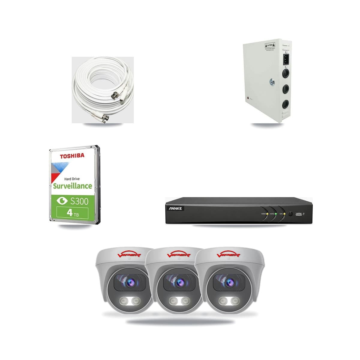 Viper & ANNKE 4-Channel 5MP CCTV Kit — 3 Cameras + 4TB Recording - Image 1