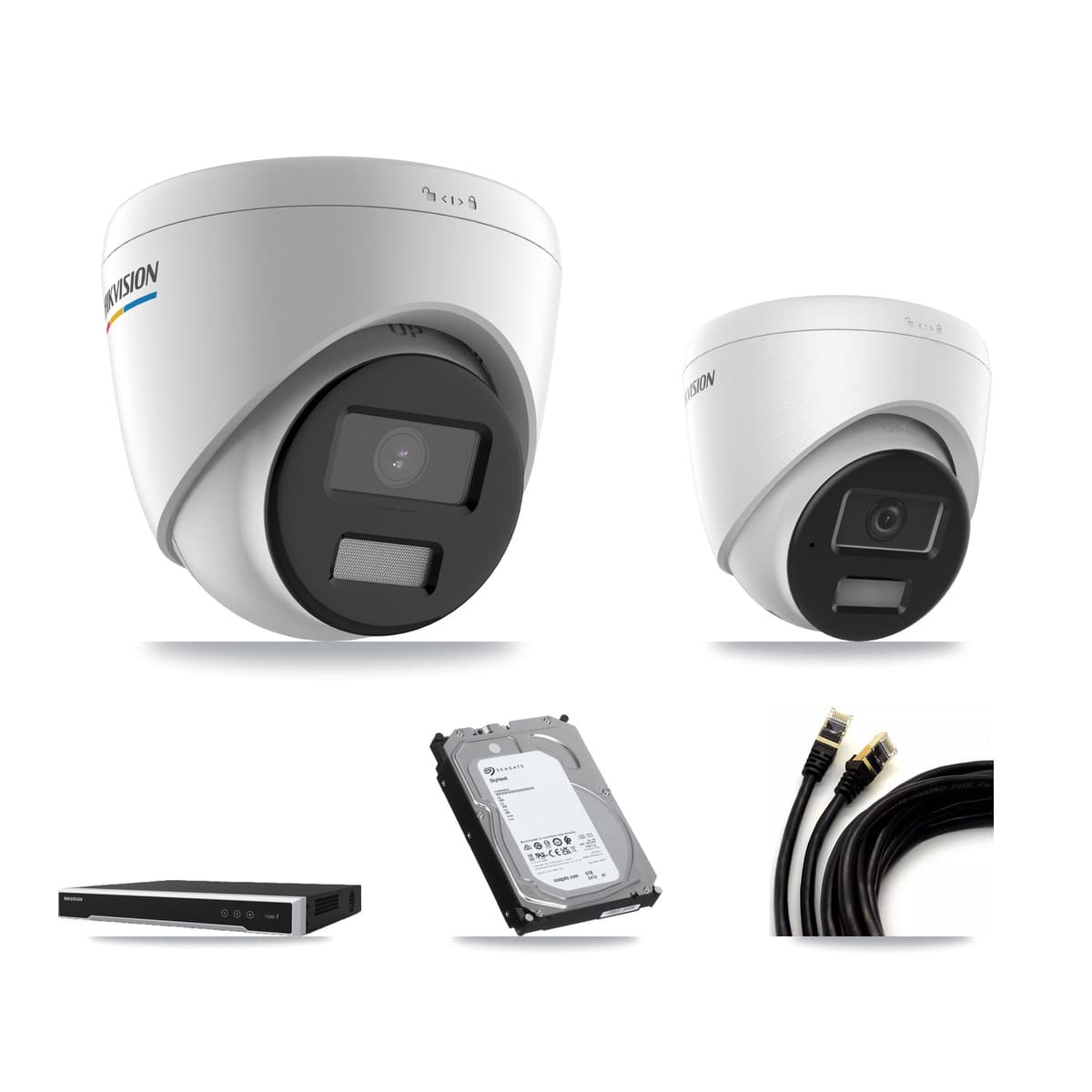 Hikvision 8-Channel 2MP – 4MP CCTV Kit — 7 2MP + 1 4MP Turret Cameras + 6TB Recording (DS-7608NI-M2 Recorder)