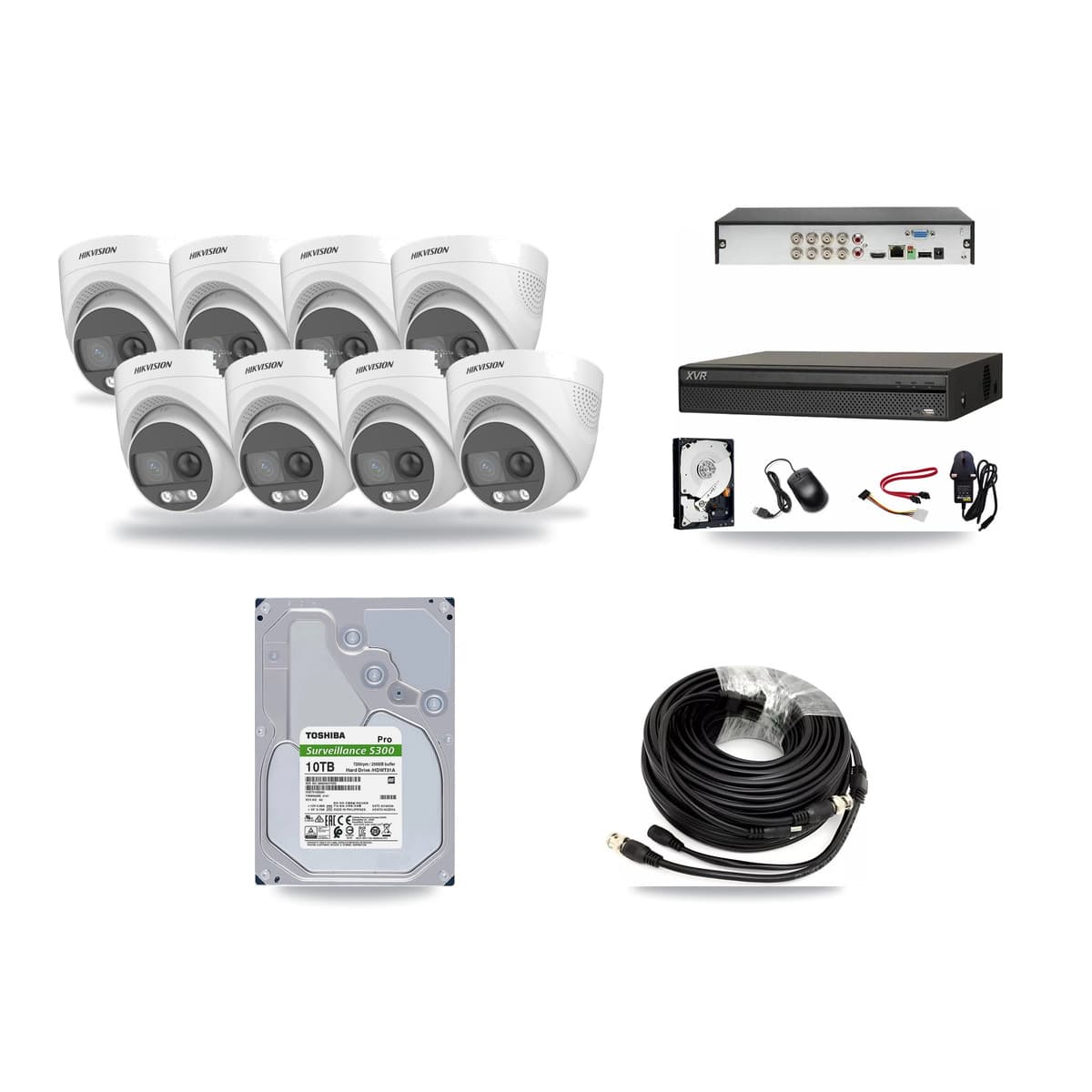 Hikvision & Dahua 8-Channel 5MP CCTV Kit — 8 DS-2CE72KF3T Turret Cameras + 10TB Recording - Image 1